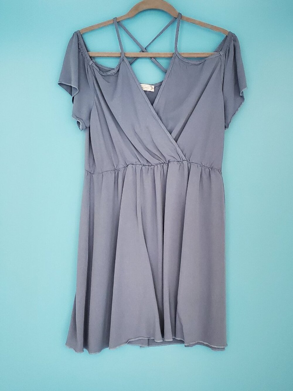 Laly's Closet Dress Size XL Blue Cold Shoulder Wrap Style
